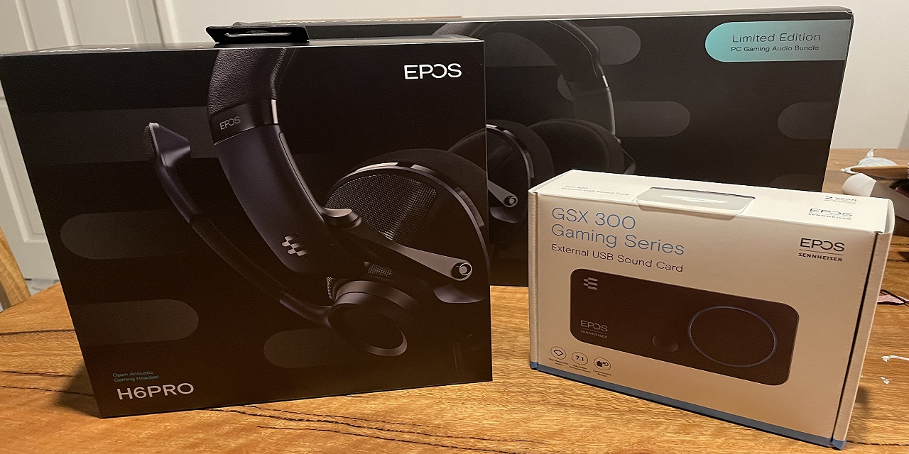 EPOS Audio PC Gaming Audio Bundle with H6PRO Open Acoustic Gaming Headset  (Sebring Black) and GSX 300 External Audio Card (Black) (1001166)
