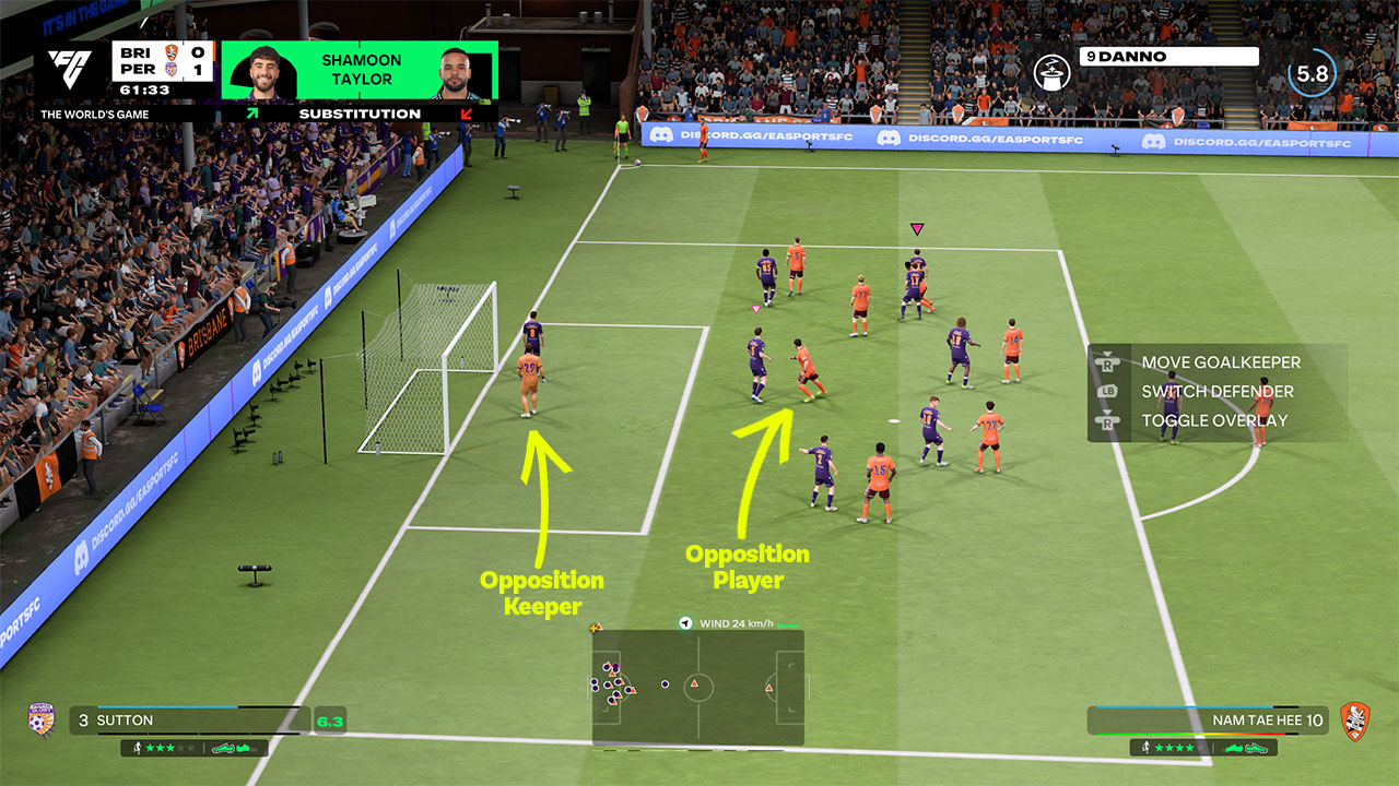 Pic of EA Sports FC 27 showing the keeper and the opposition player looking very similar